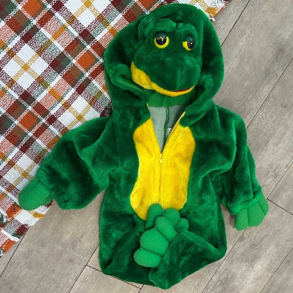 Vintage Frog Toddler Halloween Costume Chrisha Playful Plush Sz 2-4T Head Hood - Picture 9 of 16